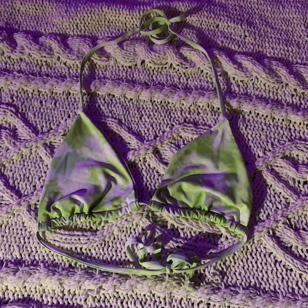 Green tie dye bathing suit top